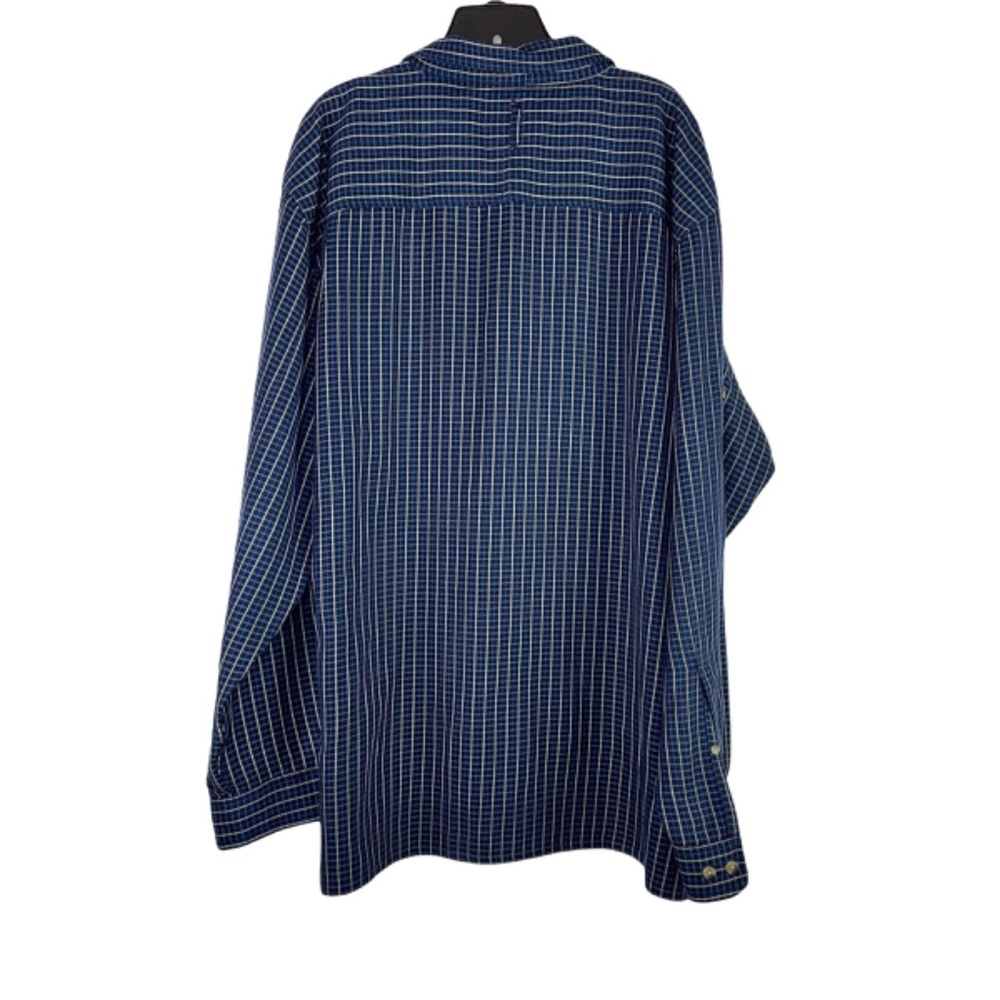 North Face Long Sleeve Button Down Shirt Roll Tab Sleeves Navy Blue Plaid - Picture 7 of 7